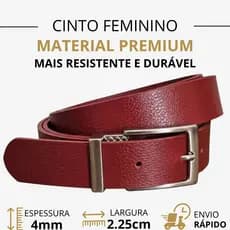 Cinto Feminino Ajustável 2,25 cm Fivela Prata PP ao Plus Size Varias Cores Linha Premium
