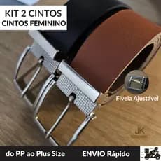 Kit 2 Cintos Femininos 3.35cm do PP ao Plus Size Fivela Ajustável