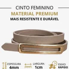 Cinto Feminino Fininho Fit 1cm Fivela Dourada Vazada Premium JK do PP ao Plus Size