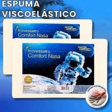 Kit 2un Travesseiro Nasa Molda ao Corpo, Viscoelástico Hipoalergênico Adulto, Idoso 10cm Altura