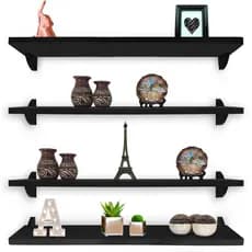 Kit 4 Prateleiras Decorativas Ávila 60 x 15 cm - Preta Branco