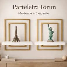 Kit 2un Prateleira Decorativa Torun em Aço Carbono com MDP 4kg Moderna