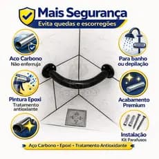 Barra De Apoio De Banheiro Para Lavar Os Pés Depilar Cor Preto