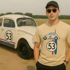 Camiseta Fusca Herbie, camisa vintage Fusca Herbie, camisa 100% algodão unissex, Camiseta Clássica.