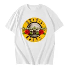 Camiseta Guns N’ Roses Preta Estampa Clássica Rock Banda de Rock Unissex rock com personalidade rock