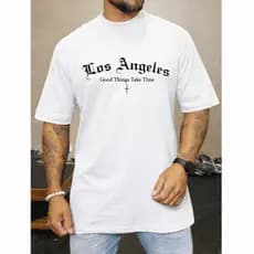 Camiseta Unissex 100% Algodão Streetwear Los Angeles Good time, Camisa Los Angeles Good time Moderna