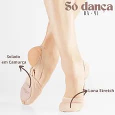 Sapatilha Ginástica Meia - Sola Só Dança BA-41 Preto e Nude