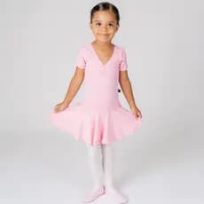 Collant com Saia Acoplada Forrada Infantil Rosa em Amni com proteção a Raios UV50+ UVA UVB