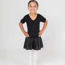 Collant com Saia Acoplada Forrada Infantil Preto em Amni com proteção a Raios UV50+ UVA UVB