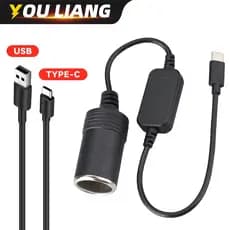 Usb C 5V A 12V Adaptador Conversor De Soquete Para Isqueiro De Carro 12W Conector Fêmea Do Cabo Carregador Máximo Acessórios Automotivos