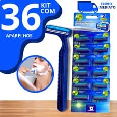 Kit 36 Aparelho De Barbear Barbeador Descartável 2 lâminas Com Fita Lubrificante Navalha