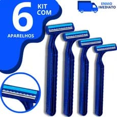 Kit Com 6 Barbeador Aparelho De Barbear Descartável 2 Lâminas Com Fita Lubrificante Prestobarba