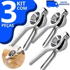 Kit 3 Espremedor de Limão 20cm Aço Inox Maciço Resistente para Cozinha Restaurante Bares Lanchonetes