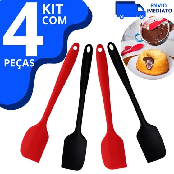 Kit 4 Espátula Pão Duro Raspadora De Silicone Premium 27cm Grande De Alta Qualidade