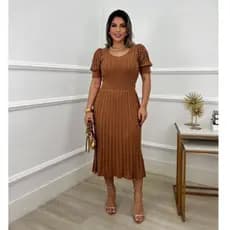 Vestido de Tricô Tricot Modal Midi Rodado Tamanho Unico Moda Feminina Modesta Evangélica Lançamento
