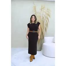 Vestido de Tricô Tricot Modal Midi Regatão Tamanho Único Moda Feminina Casual Social