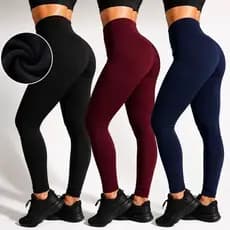 Kit de 3 Calças Legging Flanelada forrada Grossa Citura Alta
