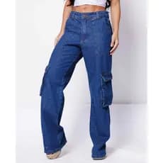 Calça Jeans feminina Wide Leg  E BASICA Pantalona boca larga - cintura alta premium