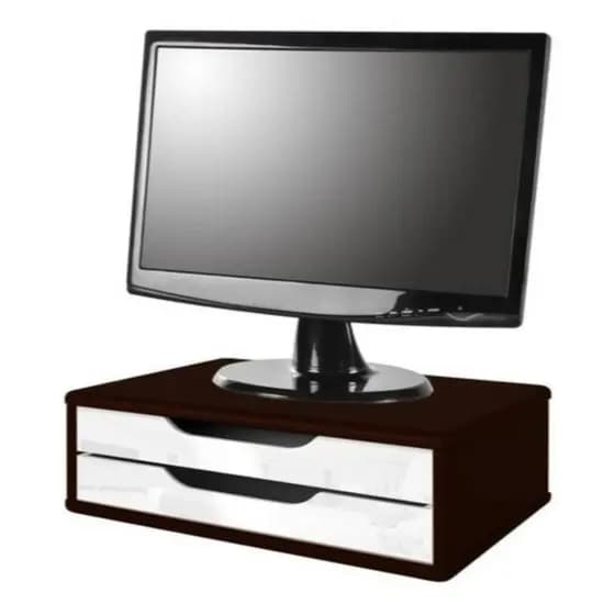 Suporte para Monitor com 2 Gavetas Tabaco/Branco Souza