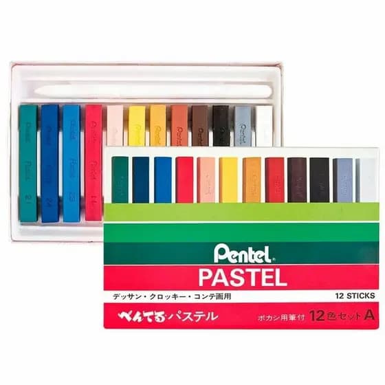 Giz Pastel Seco Pentel 12 Cores GA-12AD