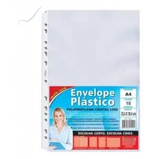 Envelope Plástico C/ Furos P/ Pasta Catálogo A4 Chies - 10un