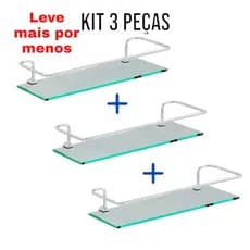 Porta Shampoo Para Banheiro 10x30Cm Incolor Haste Cromado Kit Com 3 Unidades Organizador De Box