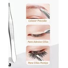 Kit de 3 Pinças Aço Inoxidável Profissional Design De Sobrancelhas.