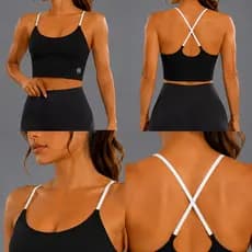 Top Fitness com Alça Fina Regulável, com Bojo, para Academia, Yoga, Pilates em Poliamida Premium