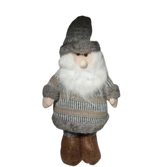 Boneco Papai Noel Xadrez Cinza Decorativo Natalino Enfeite Decoração Luxo 41cm
