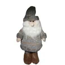 Boneco Papai Noel Xadrez Cinza Decorativo Natalino Enfeite Decoração Luxo 41cm