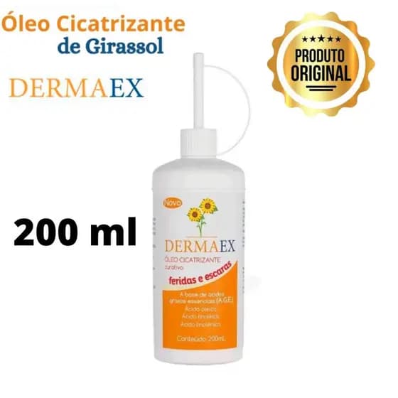 Óleo De Girassol Dermaex 200ml Cicatrizante Curativo Tratamento Escaras Queimaduras Feridas Proteção