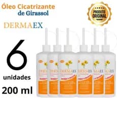 KIT 6  Óleo Dermaex Age Feridas E Escaras Dersani Óleo De Girassol 200ml Cicatrizante Tratamento Feridas Escaras Queimaduras Curativo Proteção Pós-Cirúrgica