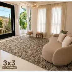Tapete Jacquard Rustico 3 x 3 Antiderrapante Moderno Para Sala Sofisticado Grande Lavável