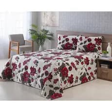 Kit Cobre Leito Queen Piquet Floral Premium 3 Peças Colcha Premium luxo Elegante