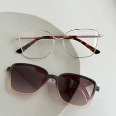 Armação de óculos para grau Feminino com ponte anatômica Quadrado Lente polarizada Super confortável 0302