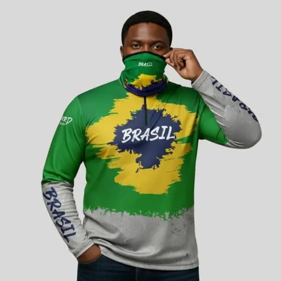 Kit Camisa Plus Size De Pesca + Bandana Com Proteção Uv50+ Confortável e Respirável