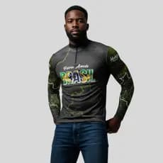 Camisa Camiseta Blusa De Pesca Proteção Uv50 Pátria Amada Brasil