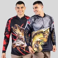 Kit 2 Camisetas Blusa Camisa de Pesca Proteção Térmica UV50+ Camuflada e Traira