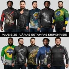 Camisa Camiseta De Pesca Plus Size Com Zíper Proteção UV50 Tecnologia Dryfit Leve Resistente Fresca