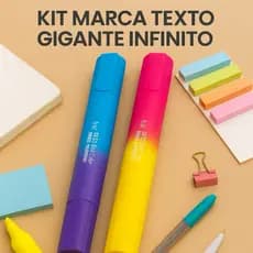 Kit Marca Texto Gigante Infinito Ponta Dupla Cores Neon Cheirinho Papelaria Caderno Material Escolar