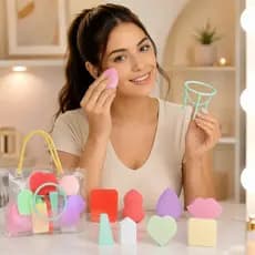 Kit Esponja Maquiagem Profissional Com Suporte Premium Acessórios Blender Completo