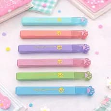 Marcador De Texto Patinha De Gato 6 Cores Papelaria Fofa Escola Caderno Marca Texto