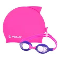 Kit De Natação Infantil Vollo Touca Silicone +  Óculos