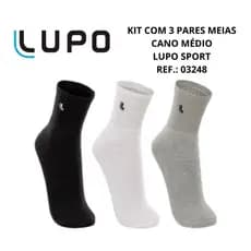Kit com 3 pares de meias cano médio adulto Lupo Sport Ref.: 03248