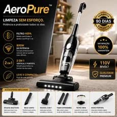 Aspirador de Pó Vertical Portátil 2 em 1 Filtro HEPA PRETO 600W 100V 220V