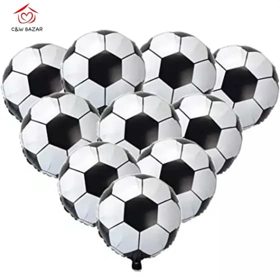 10 Balão Bola Futebol 22cm Decoração Centro Mesa Festa Metalizado Time
