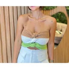 Cropped Top Faixa Tricô Modal Cropped Feminino Tricô Top Tube