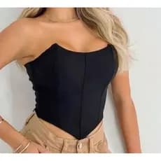 Cropped Top Corselet Corset Morcego Tomara que Caia com Bojo Suplex