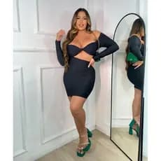 Vestido Curto Tubinho Manga Longa com Bojo Balada