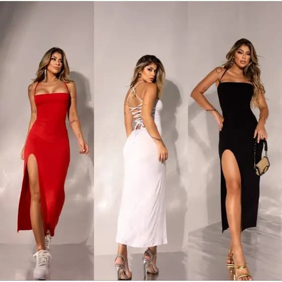 Vestido Longo Poliamida Com Fenda Zafira Vestido Longo Gringa